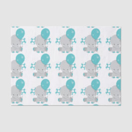 Papel De Seda Chic Wood Teal Elephant Gênero Nêutrico Bebê