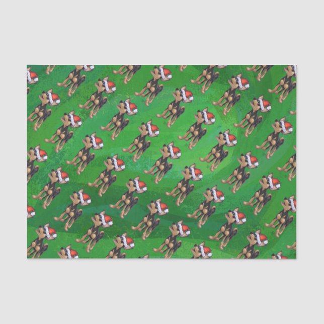 Papel De Seda Chihuahua Christmas sobre o verde (Frente )
