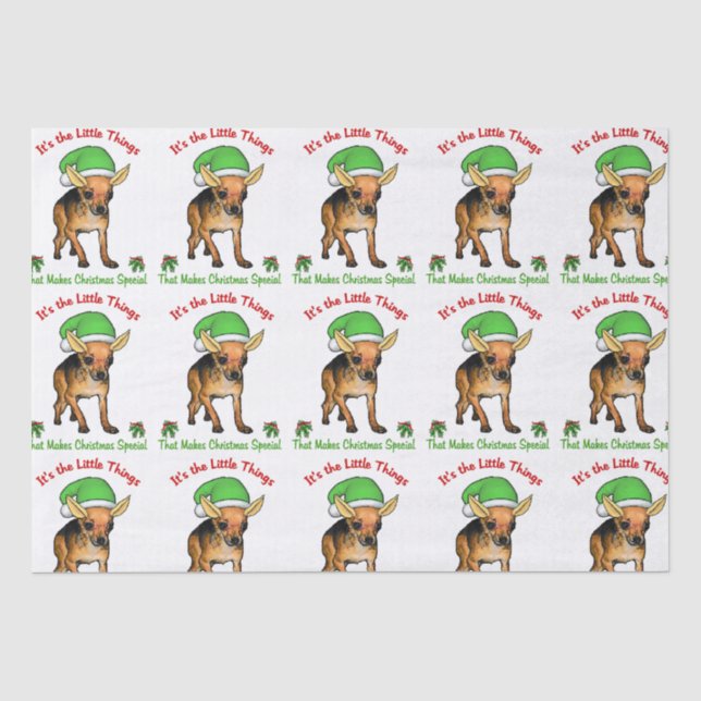 Papel De Seda Chihuahua Elf Natal (Frente )