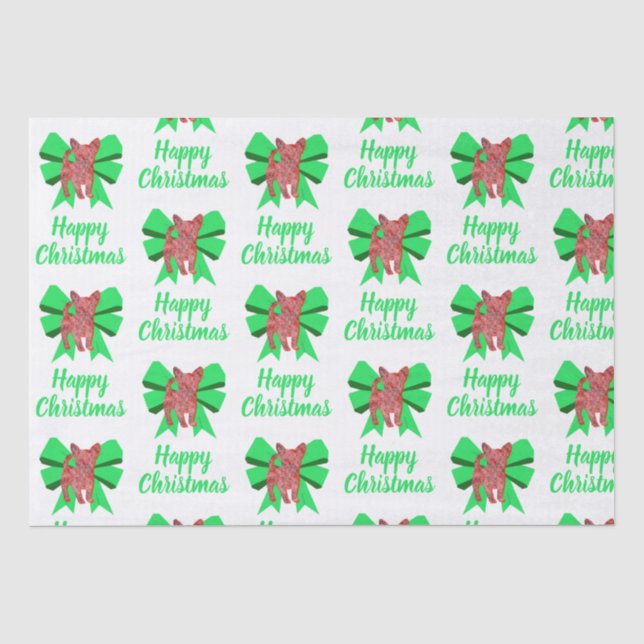 Papel De Seda Chihuahua Natal Cachorro e Arco Branco (Frente )