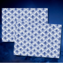 Papel De Seda Chinês Vintage Shell Padrão Azul e Branco