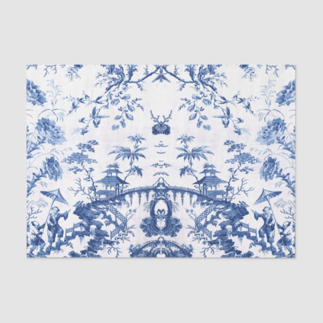 Papel De Seda Chinoiserie Azul (Frente )