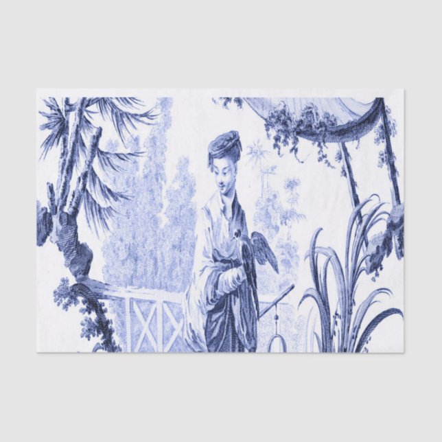 Papel De Seda Chinoiserie azul e branca (Frente )