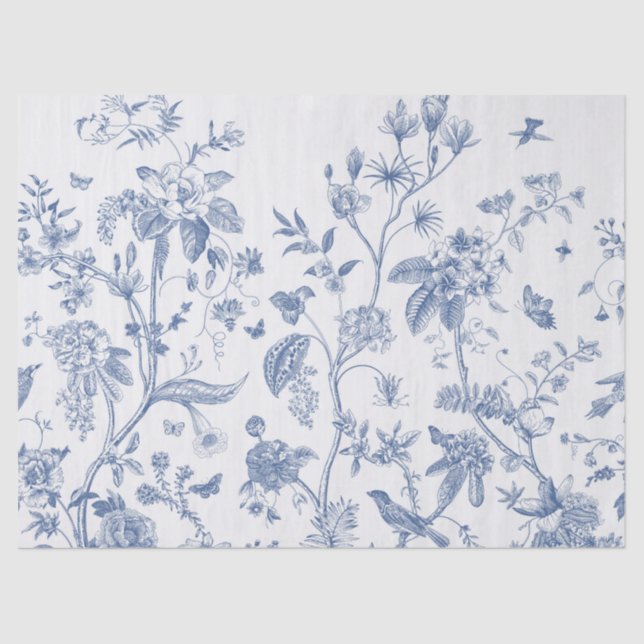Papel De Seda Chinoiserie azul e branca clássica (Frente )