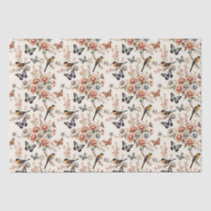 Papel De Seda Chinoiserie Bird e Butterfly Harmony