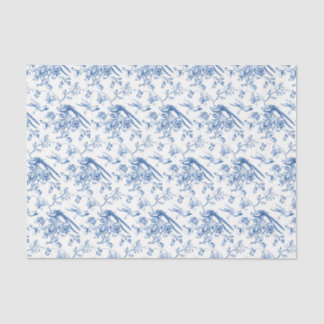 Papel De Seda Chinoiserie Blue Flowers & Birds Decoupage