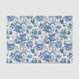 Papel De Seda Chinoiserie Blue Peonies Dissociação Floral