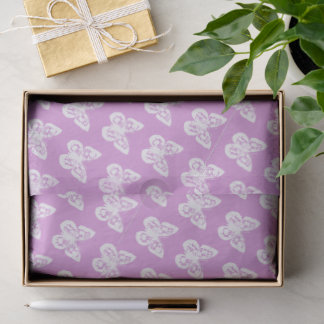 Papel De Seda Chinoiserie Borboletas Brancas sobre Rosa Fúcsia