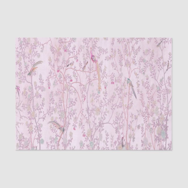 Papel De Seda Chinoiserie Chinesa Rosa (Frente )