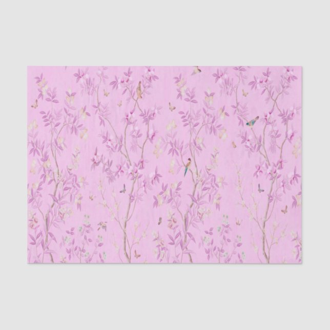 Papel De Seda Chinoiserie Chinesa Rosa (Frente )