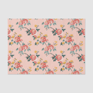 Papel De Seda Chinoiserie cor-de-rosa pálido Floral