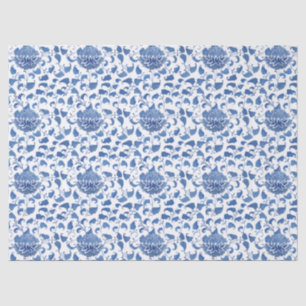 Papel De Seda Chinoiserie De Azul E Branco