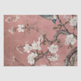 Papel De Seda Chinoiserie Dusty Pink Cerejeira Flor