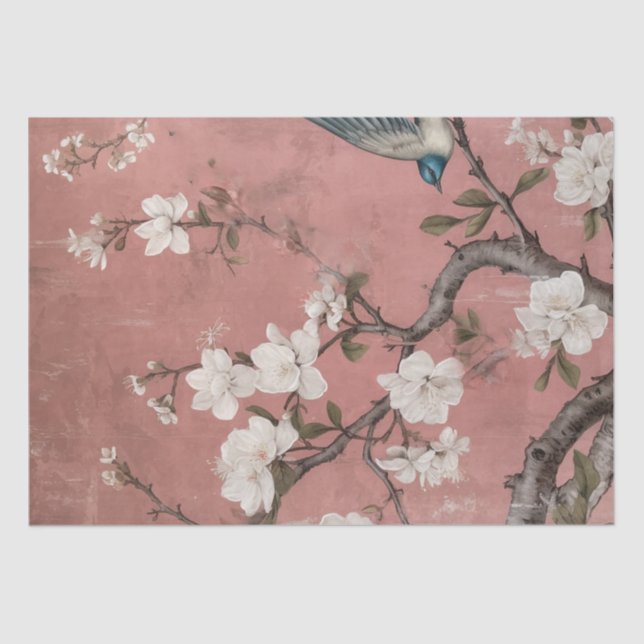 Papel De Seda Chinoiserie Dusty Pink Cerejeira Flor (Frente )