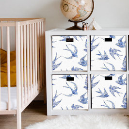 Papel De Seda Chinoiserie Engolir Pássaro Azul-Branco