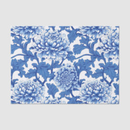 Papel De Seda Chinoiserie Floral Azul e Branca