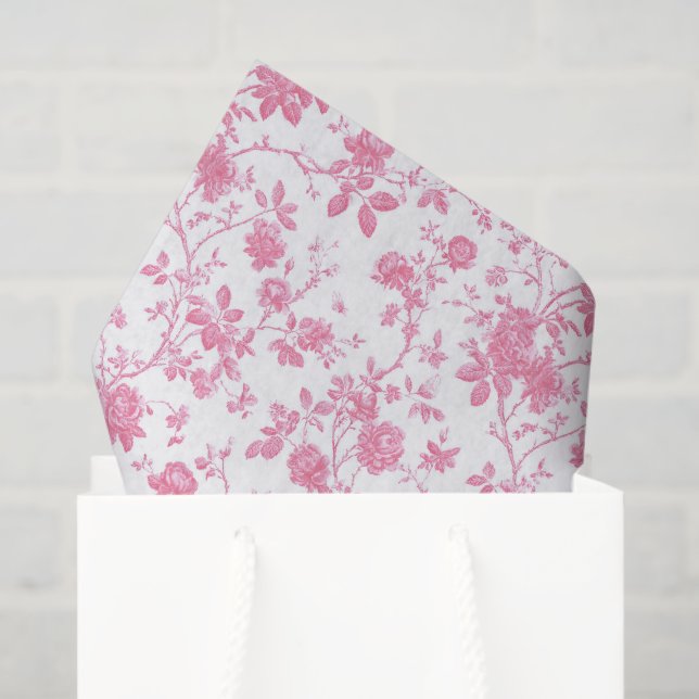 Papel De Seda Chinoiserie Floral Rosa (Sacola de presentes)
