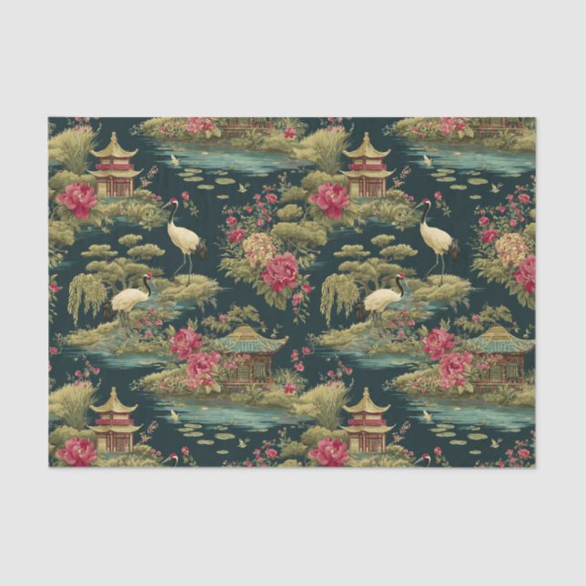 Papel De Seda Chinoiserie Garden Gift Wrapping Tissue Paper   (Frente )