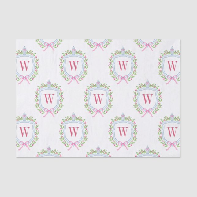 Papel De Seda Chinoiserie Ginger Jars Monograma Crest (Frente )