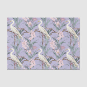 Papel De Seda Chinoiserie Lavanda Floral Egret