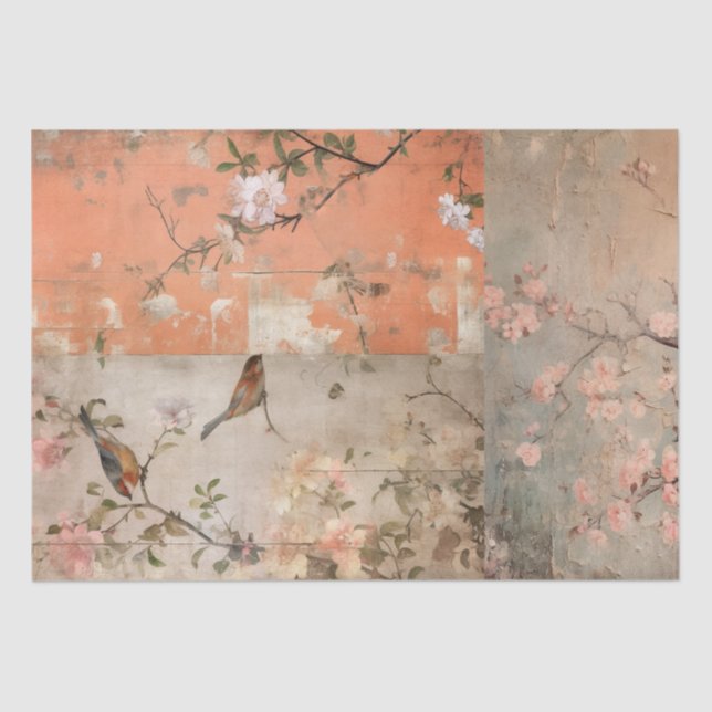 Papel De Seda Chinoiserie Orange Sherbet Collage (Frente )