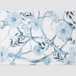 Papel De Seda Chinoiserie Peony Floral Blue - Arte de Decoupágin