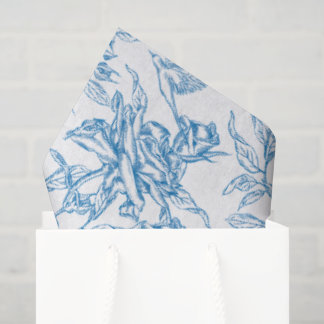Papel De Seda Chinoiserie Rosa Azul Vintage Floral Ave