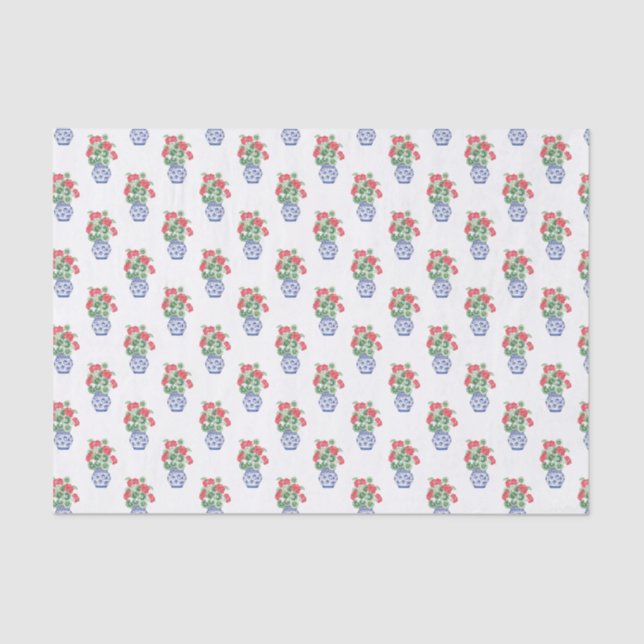 Papel De Seda Chinoiserie Vases Vermelhas (Frente )