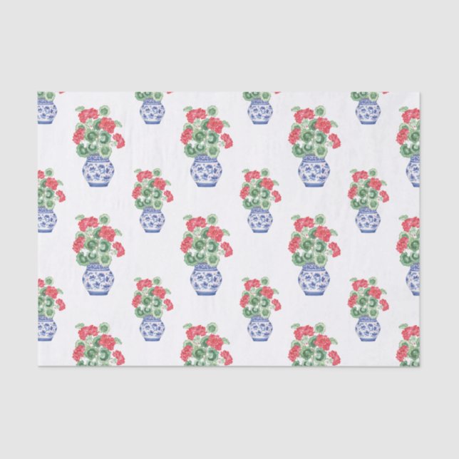 Papel De Seda Chinoiserie Vases Vermelhas (Frente )