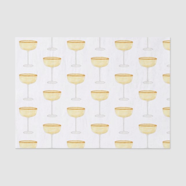 Papel De Seda Chinoiserie Watercolor Wine Champagne Glass (Frente )