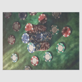 Papel De Seda Chips de pôquer empilhados em felt, jogos