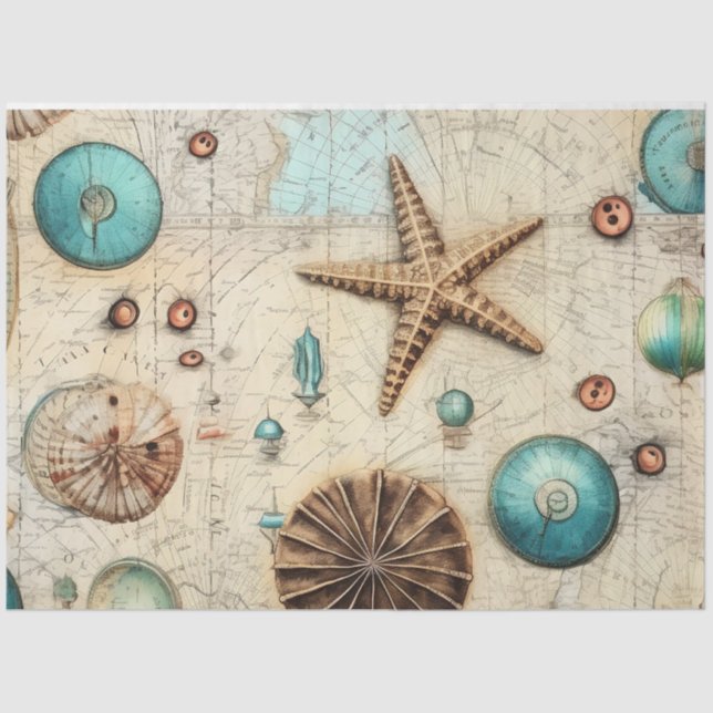 Papel De Seda Chique 6 da Série Náutica do Design (Frente )