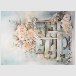 Papel De Seda Chique de vindima verde pastel floral