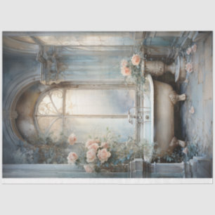 Papel De Seda Chique de vindima verde pastel floral