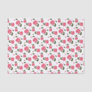 Papel De Seda Chique de Watercolor Rosa Rosa Floral