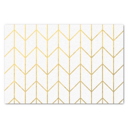 Papel De Seda Chique Moderno Do Fundo Branco Dourado De Chevron Zazzle Com Br