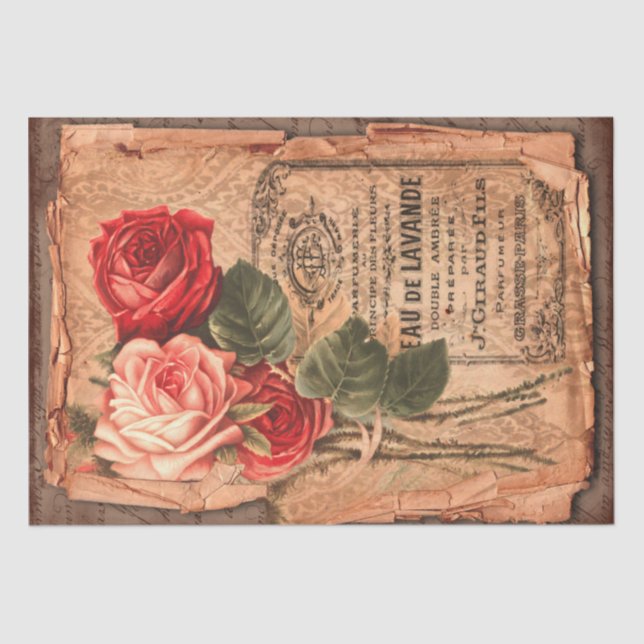 Papel De Seda Chique Vintage Label & Illustrations (Frente )