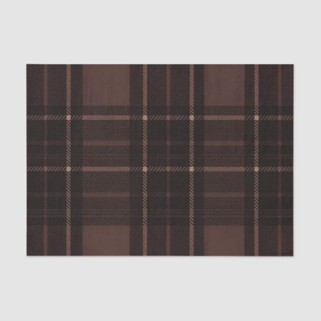 Papel De Seda Chocolate Brown Tartan Tissue Paper (Frente )