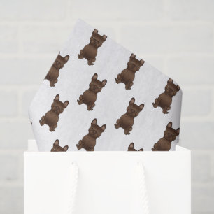 Papel De Seda Chocolate - Bulldog Francês / Frenchie Dog Pattern