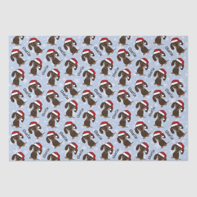 Papel De Seda Chocolate Dachshund Natal Nome Personalizado Cacho (Frente )