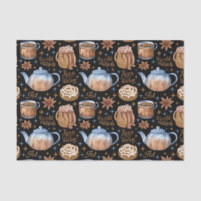 Papel De Seda Chocolate Quente e Barras de Canela (Frente )