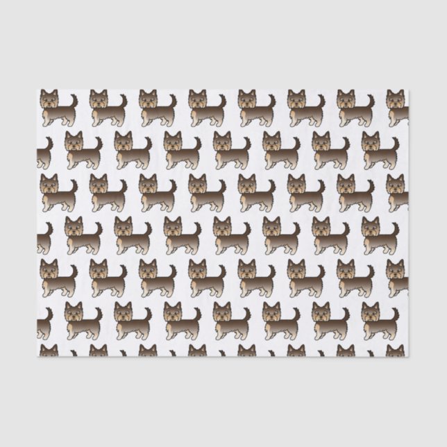 Papel De Seda Chocolate Yorkshire Terrier Cute Dog Patterno (Frente )