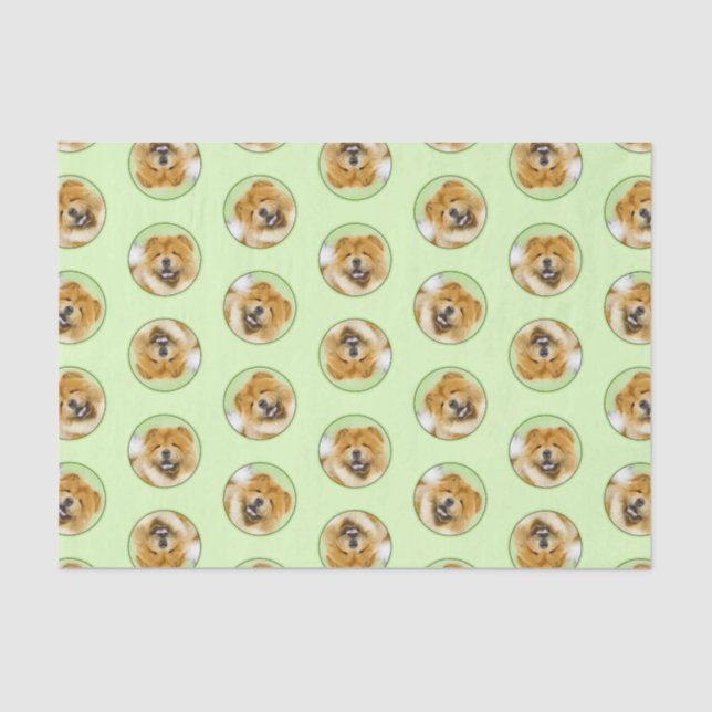 Papel De Seda Chow Chow Pintando Vermelho Rough Cuja Arte Origin (Frente )