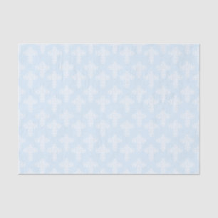 Papel De Seda Christian Cross White sobre Cor damasco Azul
