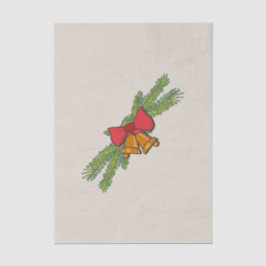 Papel De Seda Christmas Bell Print with Pine & red bow wall art