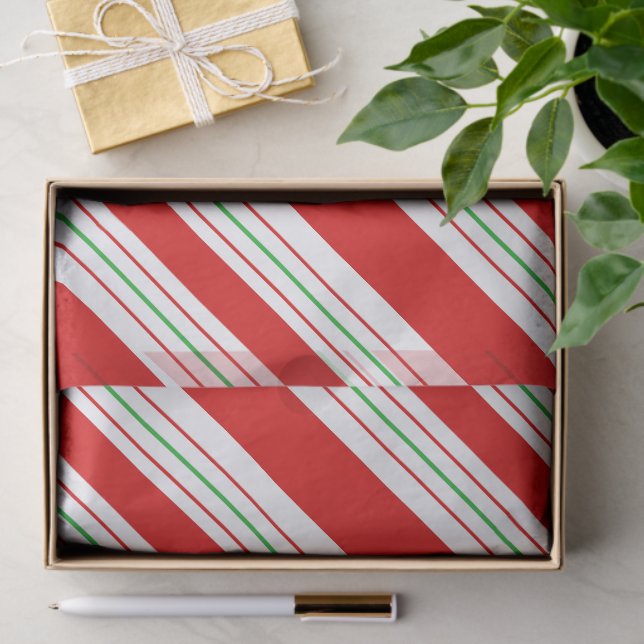 Papel De Seda Christmas Candy Cane Stripes ID259 (Presente)