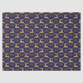 Papel De Seda Christmas Gilded Leather Reindeer Navy Blue