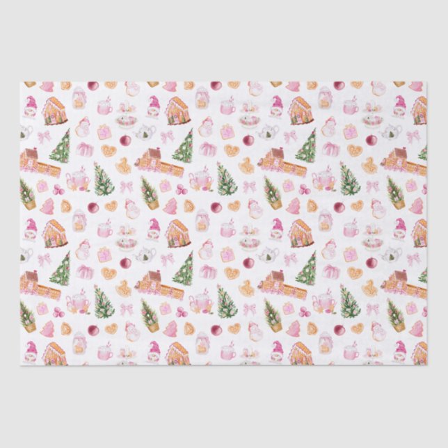 Papel De Seda Christmas Gingerbread Pink (Frente )