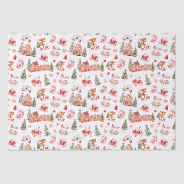 Papel De Seda Christmas Gingerbread Red (Frente )