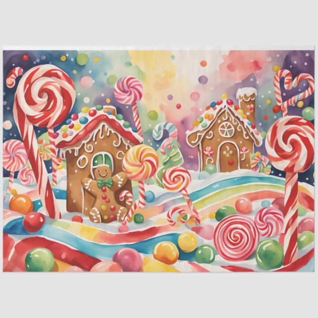 Papel De Seda christmas gingerpão casas de lenço (Frente )